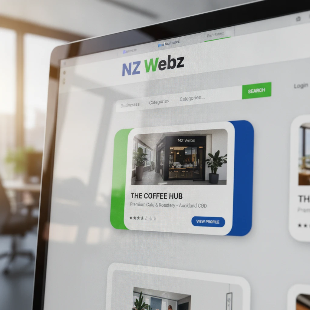 A computer screen displaying a premium highlighted business listing on a web directory