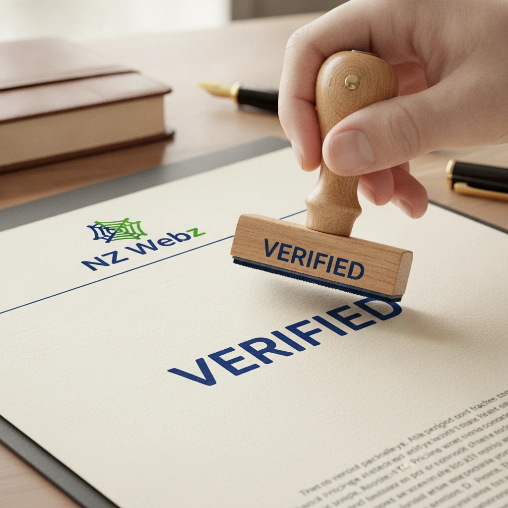 A verified rubber stamp on paper, representing the strict manual quality review process for directory listings