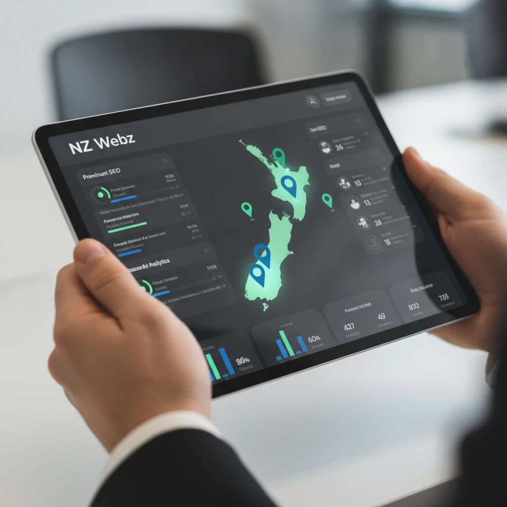 Analytics dashboard displaying local SEO visibility and profile engagement metrics