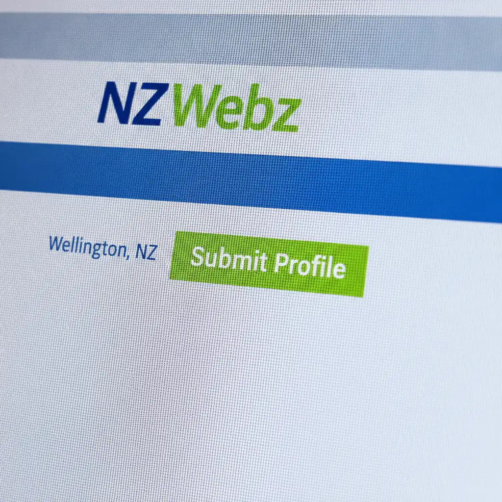 Close up macro shot of a digital screen showing a business directory listing interface and submit button