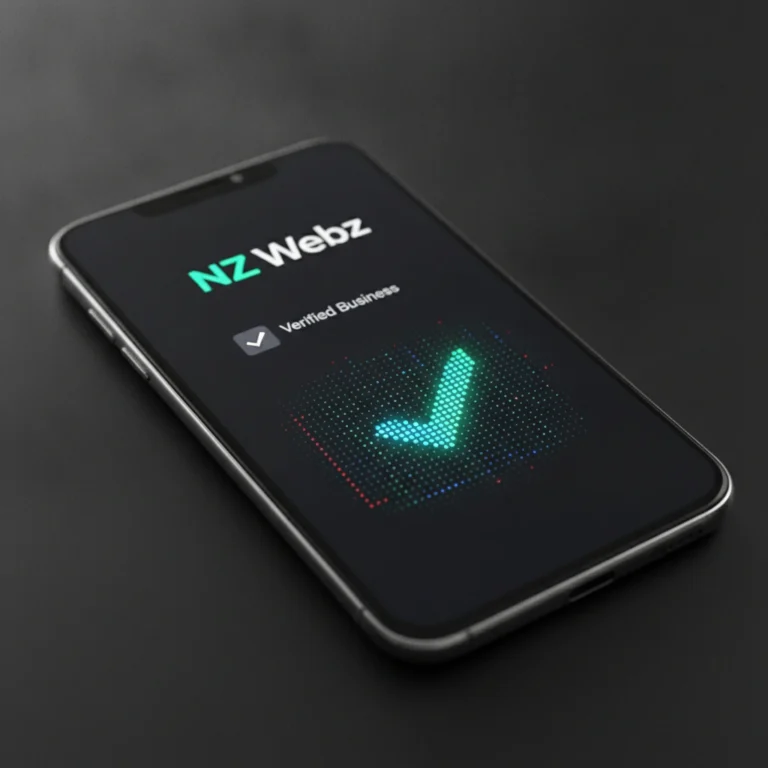 Close-up of a digital verification badge on a mobile screen