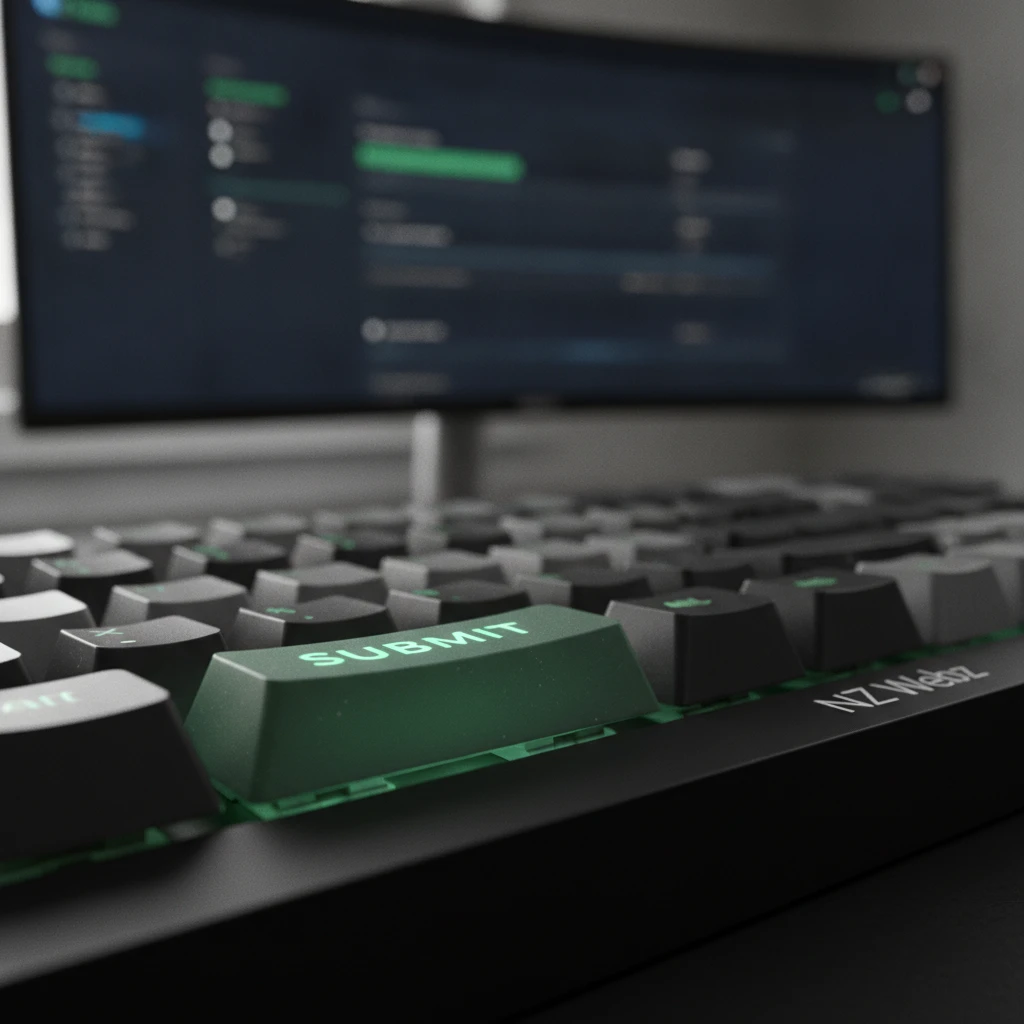 Close up of a submit button on a mechanical keyboard
