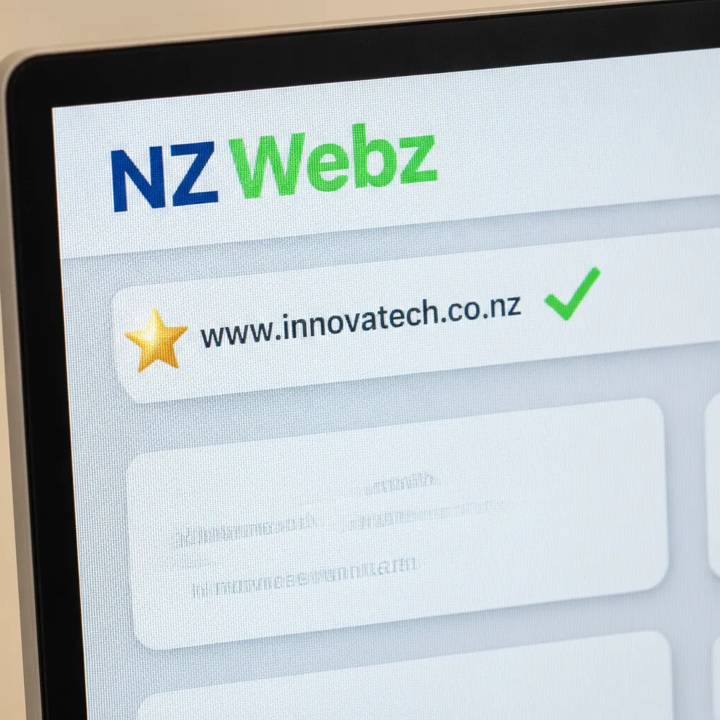 Close up of a verified and featured business listing badge on a digital screen