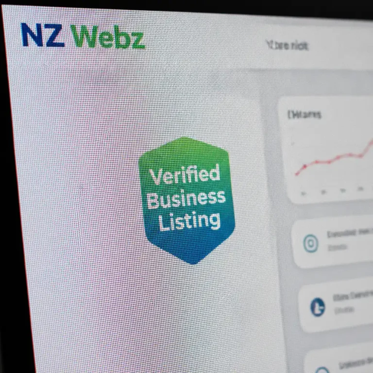 Close-up of a verified business profile listing on a computer screen showing digital textures