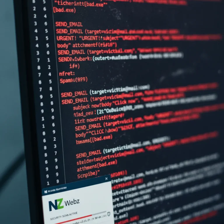 Close-up of automated bot scripts and web spam code