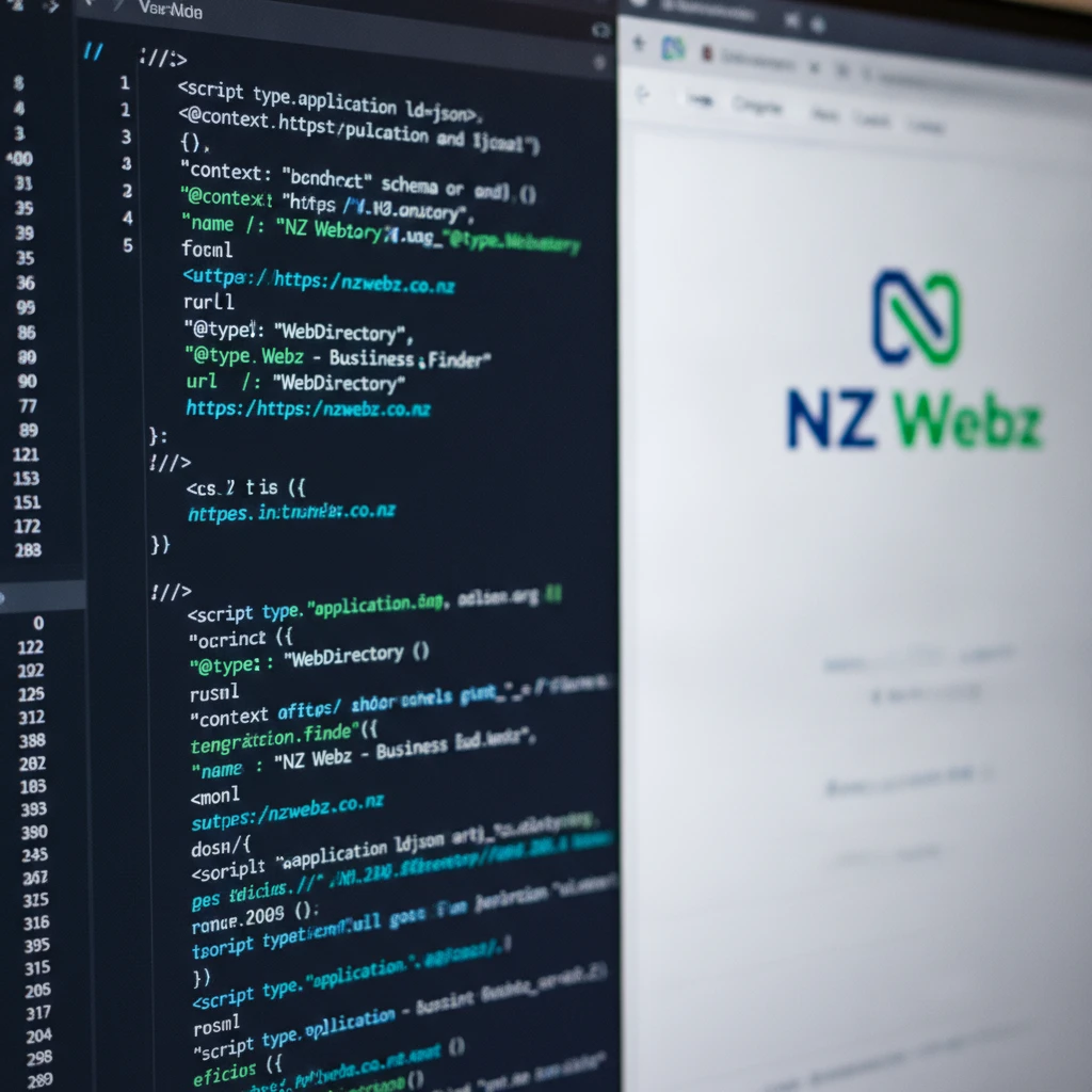 Close-up of HTML code and structured data representing a high-quality directory submission