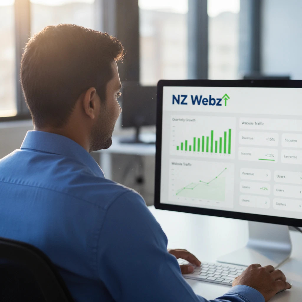 Digital analytics dashboard showing upward trending website traffic