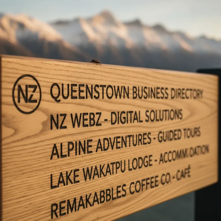 Local business signage in Queenstown