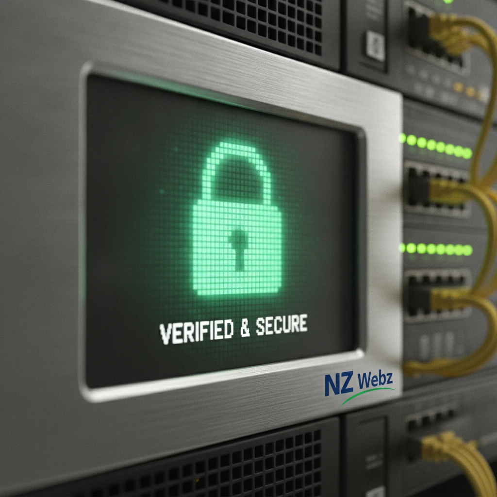 Macro view of a glowing digital security lock, representing website safety checks