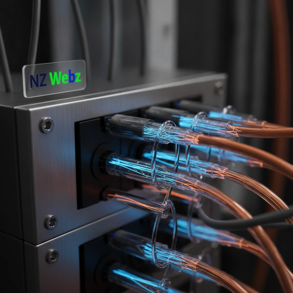 Macro view of fiber optic data cables representing digital SEO networks and structured local citations