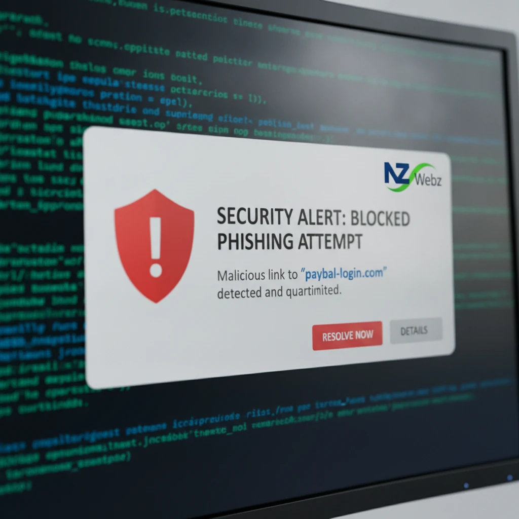 Macro view of spam filter blocking malicious code